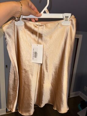 Satin A-Line Midi Skirt - Champagne
